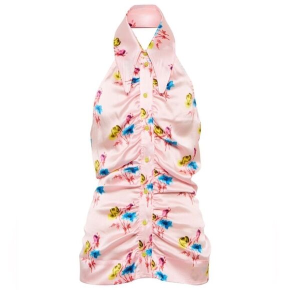 Ganni NWT Floral Silk Blend Halter Neck Top Pink Size
42 - Picture 3 of 7